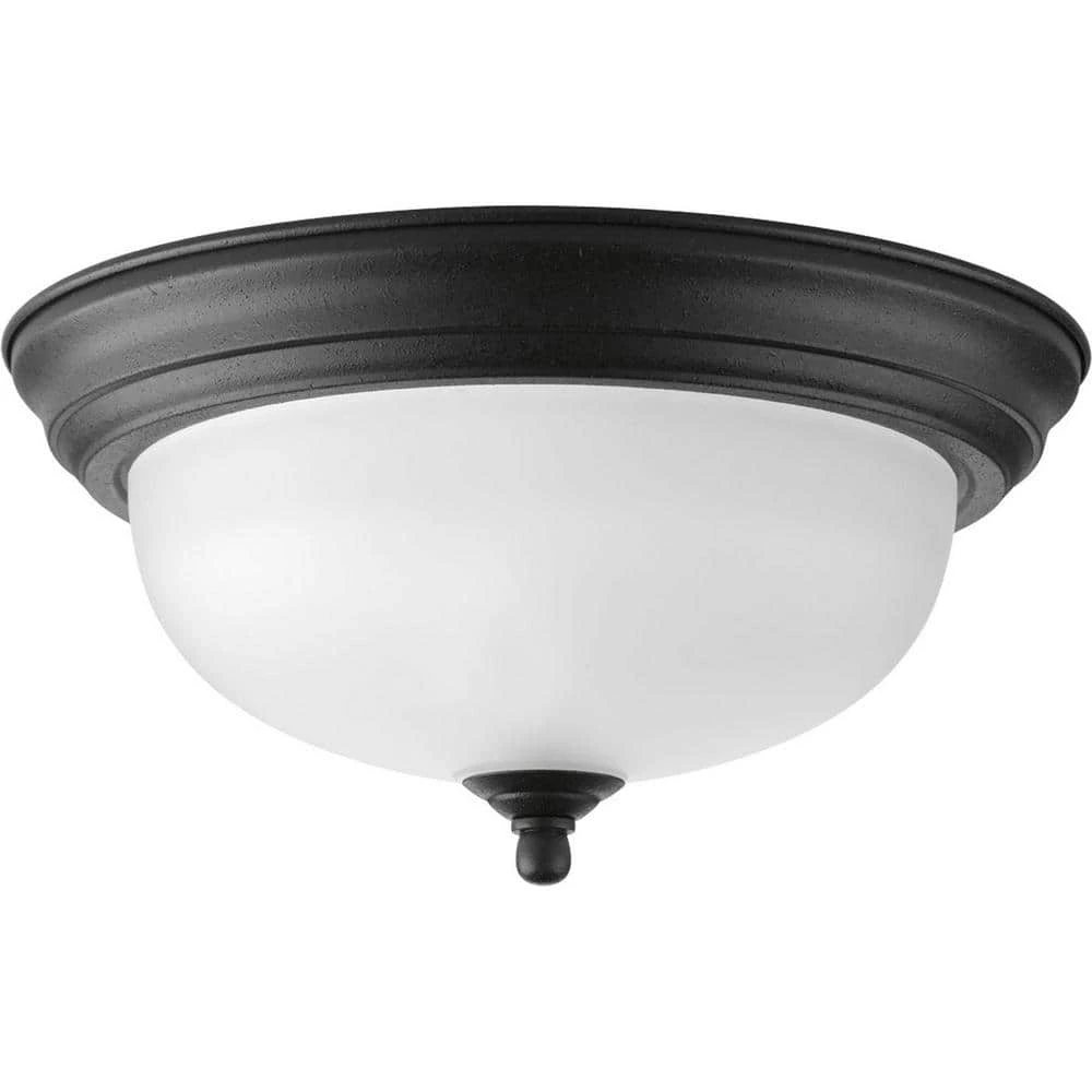 1-Light Forged Black Flush Mount with Alabaster Glass by Progress Lighting 4 1-Light Forged Black Flush Mount with Alabaster Glass by Progress Lighting - Image 2