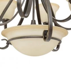 Torino Collection 6-Light Forged Bronze Tea-Stained Glass Transitional Chandelier Light by Progress Lighting -Progress Lighting Shop forged bronze progress lighting chandeliers p4417 77 4f 1000