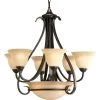 Torino Collection 6-Light Forged Bronze Tea-Stained Glass Transitional Chandelier Light by Progress Lighting -Progress Lighting Shop forged bronze progress lighting chandeliers p4417 77 64 1000