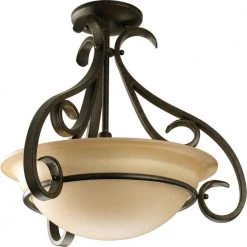 Torino 3-Light Forged Bronze Semi-Flush Mount by Progress Lighting
