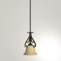 Torino 1-Light Forged Bronze Kitchen Island Mini Pendant with Tea-Stained Glass by Progress Lighting -Progress Lighting Shop forged bronze progress lighting pendant lights p5153 77 a0 1000