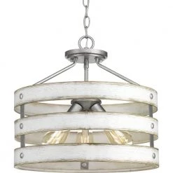 Gulliver 17 in. 3-Light Galvanized Coastal Semi-Flush Ceiling or Hanging Light with Painted Antique White Frame by Progress Lighting 27 Gulliver 17 in. 3-Light Galvanized Coastal Semi-Flush Ceiling or Hanging Light with Painted Antique White Frame by Progress Lighting -Progress Lighting Shop galvanized finish progress lighting flush mount lights p350049 141 31 1000