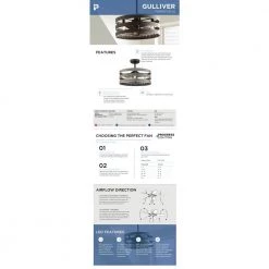 Gulliver Collection 23 in. 3-Blade Indoor/Outdoor Gray Ceiling Fan Cage Fandelier with 3 LED Light Bulbs and Remote by Progress Lighting -Progress Lighting Shop galvanized progress lighting ceiling fans with lights p250012 141 22 31 1000