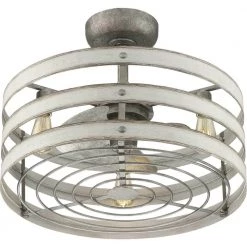 Gulliver Collection 23 in. 3-Blade Indoor/Outdoor Gray Ceiling Fan Cage Fandelier with 3 LED Light Bulbs and Remote by Progress Lighting -Progress Lighting Shop galvanized progress lighting ceiling fans with lights p250012 141 22 66 1000