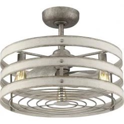 Gulliver Collection 23 in. 3-Blade Indoor/Outdoor Gray Ceiling Fan Cage Fandelier with 3 LED Light Bulbs and Remote by Progress Lighting -Progress Lighting Shop galvanized progress lighting ceiling fans with lights p250012 141 22 76 1000