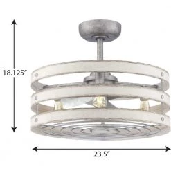 Gulliver Collection 23 in. 3-Blade Indoor/Outdoor Gray Ceiling Fan Cage Fandelier with 3 LED Light Bulbs and Remote by Progress Lighting -Progress Lighting Shop galvanized progress lighting ceiling fans with lights p250012 141 22 77 1000