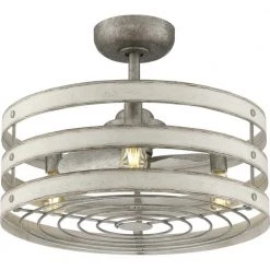 Gulliver Collection 23 in. 3-Blade Indoor/Outdoor Gray Ceiling Fan Cage Fandelier with 3 LED Light Bulbs and Remote by Progress Lighting -Progress Lighting Shop galvanized progress lighting ceiling fans with lights p250012 141 22 c3 1000