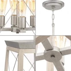 Briarwood 21 in. 4-Light Galvanized Farmhouse Foyer Chandelier with Painted Bleached Oak Frame by Progress Lighting -Progress Lighting Shop galvanized progress lighting chandeliers p500178 141 1f 1000