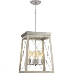 Briarwood 21 in. 4-Light Galvanized Farmhouse Foyer Chandelier with Painted Bleached Oak Frame by Progress Lighting -Progress Lighting Shop galvanized progress lighting chandeliers p500178 141 c3 1000