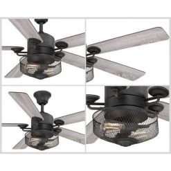 Greer Collection 54" 5 Blade Antique Nickel Farmhouse Ceiling Fan with LED Bulbs Included and Remote by Progress Lighting -Progress Lighting Shop gilded iron progress lighting ceiling fans with lights p2584 71 44 1000
