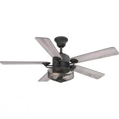 Greer Collection 54" 5 Blade Antique Nickel Farmhouse Ceiling Fan with LED Bulbs Included and Remote by Progress Lighting
