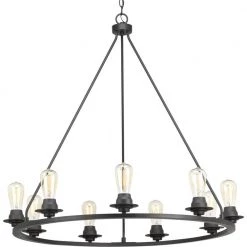 Debut Collection 28 in. 6-Light Black Graphite Farmhouse Urban Industrial Chandelier Dining Light by Progress Lighting