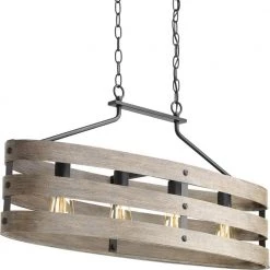 Gulliver Collection 38-1/2 in. Coastal 4-Light Graphite Coastal Linear Chandelier Light with Weathered Driftwood Frame by Progress Lighting -Progress Lighting Shop graphite progress lighting chandeliers p400097 143 a0 1000