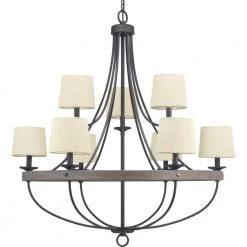 Gulliver Collection 35-1/4 in. 9-Light Graphite Coastal Chandelier with Weathered Gray Wood Accents for Dining Rooms by Progress Lighting -Progress Lighting Shop graphite progress lighting chandeliers p400159 143 44 1000