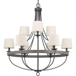 Gulliver Collection 35-1/4 in. 9-Light Graphite Coastal Chandelier with Weathered Gray Wood Accents for Dining Rooms by Progress Lighting -Progress Lighting Shop graphite progress lighting chandeliers p400159 143 76 1000