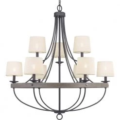 Gulliver Collection 35-1/4 in. 9-Light Graphite Coastal Chandelier with Weathered Gray Wood Accents for Dining Rooms by Progress Lighting -Progress Lighting Shop graphite progress lighting chandeliers p400159 143 fa 1000