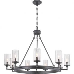 Gresham Collection 9-Light Graphite Clear Seeded Glass Farmhouse Chandelier Light by Progress Lighting -Progress Lighting Shop graphite progress lighting chandeliers p400165 143 44 1000