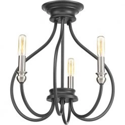 Whisp Collection 3-Light Graphite Semi-Flush Mount by Progress Lighting