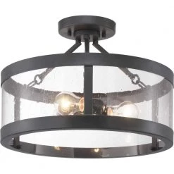 Gresham Collection 3-Light Graphite Semi- Flush Mount by Progress Lighting