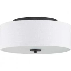 Inspire Collection 13 in. 2-Light Graphite Transitional Kitchen Ceiling Light Drum Flush Mount by Progress Lighting