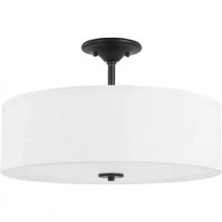 Inspire Collection 18 in. Graphite 3-Light Transitional Bedroom Ceiling Light Drum Semi-Flush Mount by Progress Lighting