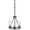 Hartwell 10-3/4 in 3-Light Graphite Farmhouse Round Pendant with Antique Nickel Accents and Clear Seeded Glass by Progress Lighting