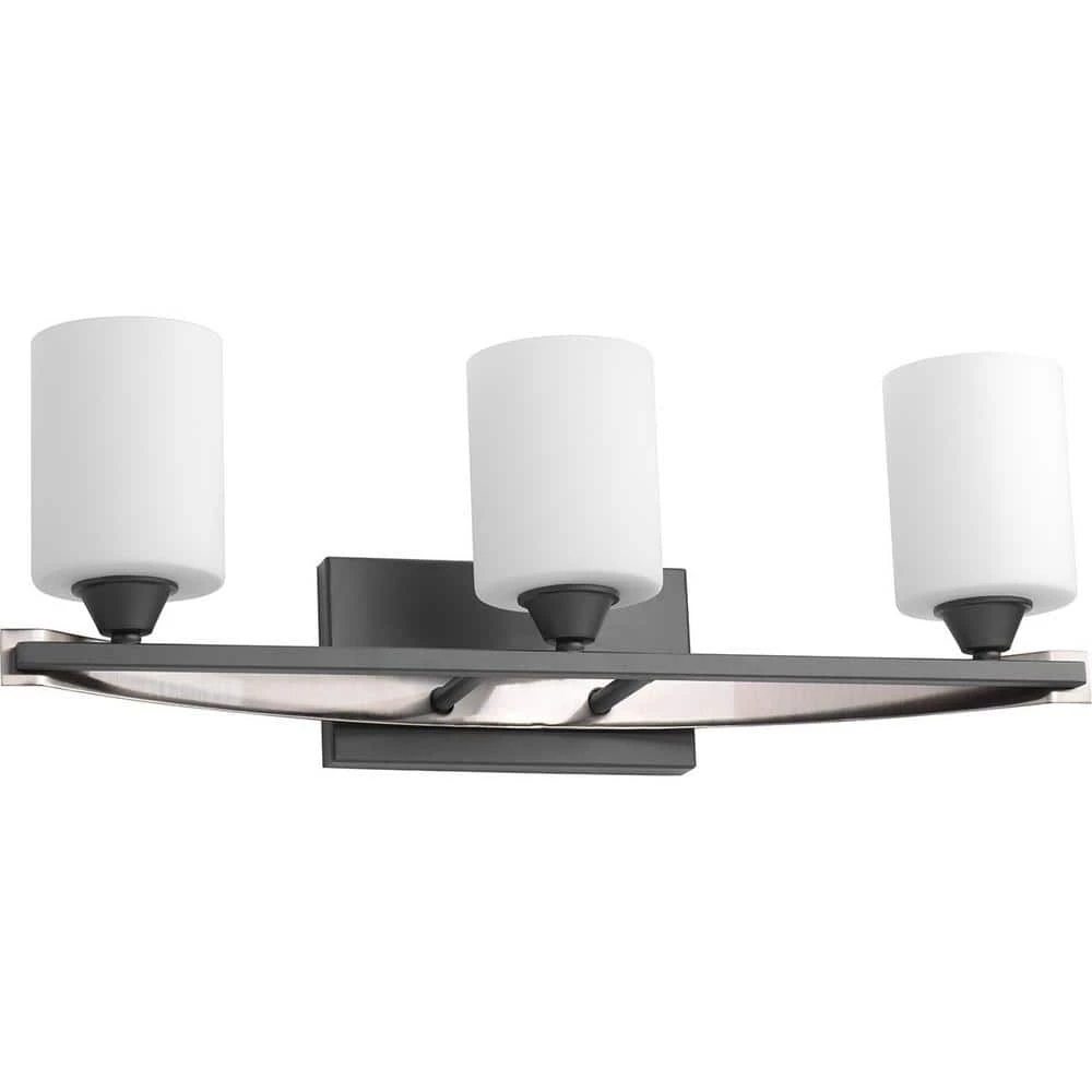 Dart Collection 3-Light Graphite Etched Glass Modern Bath Vanity Light by Progress Lighting 6 Dart Collection 3-Light Graphite Etched Glass Modern Bath Vanity Light by Progress Lighting - Image 4