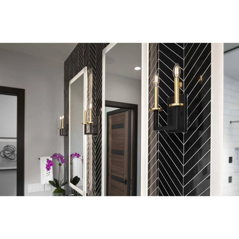 Blakely Collection 2-Light Graphite Clear Pattern Glass Modern Bath Vanity Light by Progress Lighting 9 Blakely Collection 2-Light Graphite Clear Pattern Glass Modern Bath Vanity Light by Progress Lighting - Image 7