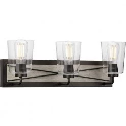 Briarwood Collection 3-Light Graphite Clear Glass Coastal Bath Vanity Light by Progress Lighting
