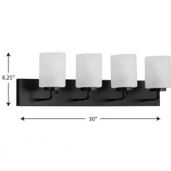 Merry Collection 30 in. 4-Light Matte Black Etched Glass Transitional Bathroom Vanity Light by Progress Lighting -Progress Lighting Shop matte black finish progress lighting vanity lighting p300330 031 4f 1000