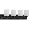 Merry Collection 30 in. 4-Light Matte Black Etched Glass Transitional Bathroom Vanity Light by Progress Lighting -Progress Lighting Shop matte black finish progress lighting vanity lighting p300330 031 64 1000