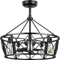 Pinehill 28 in. Indoor/Outdoor Matte Black Farmhouse Dual Mount Fandelier Ceiling Fan with Light and Remote Control by Progress Lighting -Progress Lighting Shop matte black progress lighting ceiling fans with lights p250031 031 wb c3 1000