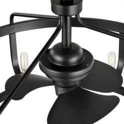 Copan 28.75 in. Indoor/Outdoor Inustrial Matte Black and Gold Dual Mount Ceiling Fan with Light and Remote Control by Progress Lighting -Progress Lighting Shop matte black progress lighting ceiling fans with lights p250037 031 wb 44 1000