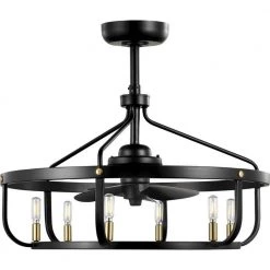 Copan 28.75 in. Indoor/Outdoor Inustrial Matte Black and Gold Dual Mount Ceiling Fan with Light and Remote Control by Progress Lighting -Progress Lighting Shop matte black progress lighting ceiling fans with lights p250037 031 wb 4f 1000