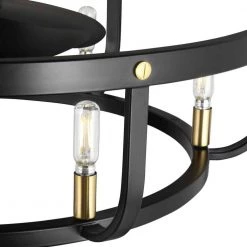 Copan 28.75 in. Indoor/Outdoor Inustrial Matte Black and Gold Dual Mount Ceiling Fan with Light and Remote Control by Progress Lighting -Progress Lighting Shop matte black progress lighting ceiling fans with lights p250037 031 wb 76 1000