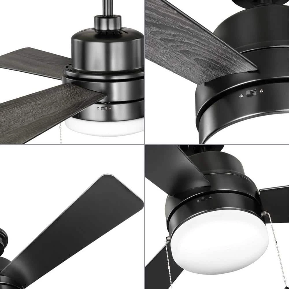 Trevina V 52 in. LED Indoor Matte Black ENERGY STAR Modern Ceiling Fan with Light Kit and White Opal Shade by Progress Lighting 7 Trevina V 52 in. LED Indoor Matte Black ENERGY STAR Modern Ceiling Fan with Light Kit and White Opal Shade by Progress Lighting - Image 5