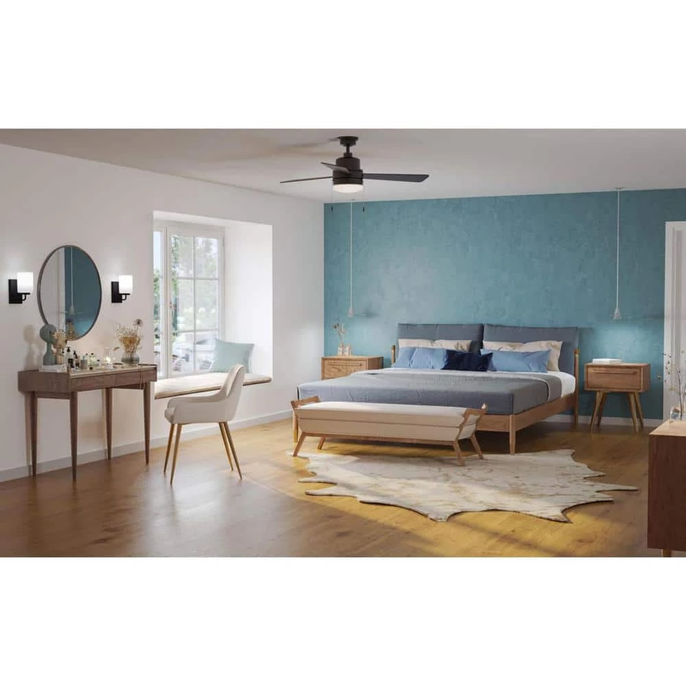 Trevina V 52 in. LED Indoor Matte Black ENERGY STAR Modern Ceiling Fan with Light Kit and White Opal Shade by Progress Lighting 5 Trevina V 52 in. LED Indoor Matte Black ENERGY STAR Modern Ceiling Fan with Light Kit and White Opal Shade by Progress Lighting - Image 3