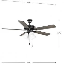 AirPro 52 in. Matte Black 5-Blade ENERGY STAR Rated AC Motor Transitional Ceiling Fan with Light by Progress Lighting -Progress Lighting Shop matte black progress lighting ceiling fans with lights p250077 31m wb fa 1000