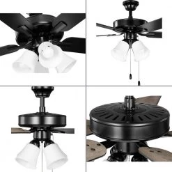 AirPro 52 in. Integrated LED Matte Black 5-Blade AC Motor Transitional Ceiling Fan with Light by Progress Lighting -Progress Lighting Shop matte black progress lighting ceiling fans with lights p250081 31m wb 1f 1000