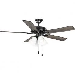 AirPro 52 in. Integrated LED Matte Black 5-Blade AC Motor Transitional Ceiling Fan with Light by Progress Lighting