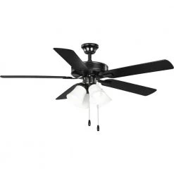 AirPro 52 in. Integrated LED Matte Black 5-Blade AC Motor Transitional Ceiling Fan with Light by Progress Lighting -Progress Lighting Shop matte black progress lighting ceiling fans with lights p250081 31m wb 76 1000