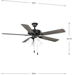 AirPro 52 in. Integrated LED Matte Black 5-Blade AC Motor Transitional Ceiling Fan with Light by Progress Lighting -Progress Lighting Shop matte black progress lighting ceiling fans with lights p250081 31m wb fa 1000