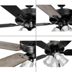 AirPro 52 in. Matt Black 5-Blade AC Motor Transitional Ceiling Fan by Progress Lighting -Progress Lighting Shop matte black progress lighting ceiling fans with lights p250085 31m wb 44 1000