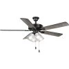 AirPro 52 in. Matt Black 5-Blade AC Motor Transitional Ceiling Fan by Progress Lighting
