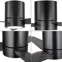 Braden 56 in. Integrated LED Indoor Matte Black Mid-Century Modern Ceiling Fan with Light Kit and Remote Control by Progress Lighting -Progress Lighting Shop matte black progress lighting ceiling fans with lights p2588 31m30k 1f 1000