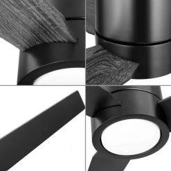 Braden 56 in. Integrated LED Indoor Matte Black Mid-Century Modern Ceiling Fan with Light Kit and Remote Control by Progress Lighting -Progress Lighting Shop matte black progress lighting ceiling fans with lights p2588 31m30k 4f 1000