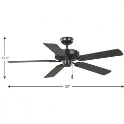 AirPro 52 in. Matte Black 5-Blade ENERGY STAR Rated AC Motor Traditional Ceiling Fan by Progress Lighting 16 AirPro 52 in. Matte Black 5-Blade ENERGY STAR Rated AC Motor Traditional Ceiling Fan by Progress Lighting -Progress Lighting Shop matte black progress lighting ceiling fans without lights p250066 31m 44 1000
