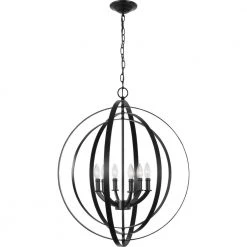 Equinox Collection Black Six-Light Sphere Pendant by Progress Lighting -Progress Lighting Shop matte black progress lighting chandeliers p3889 31 1d 1000