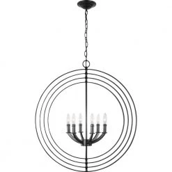 Equinox Collection Black Six-Light Sphere Pendant by Progress Lighting -Progress Lighting Shop matte black progress lighting chandeliers p3889 31 4f 1000
