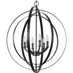 Equinox Collection Black Six-Light Sphere Pendant by Progress Lighting